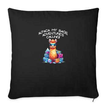 Aventure cool tu dis Alpaga Mes sacs Tee Kids - Housse de coussin décorative 45 x 45 cm - noir - Devant