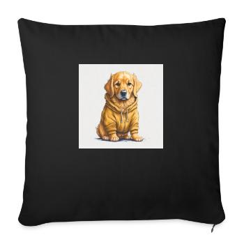 Golden Retriever im Hoodie. - Sofakissenbezug 45 x 45 cm - Schwarz - Vorne