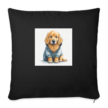 Golden Retriever im Hoodie - Sofakissenbezug 45 x 45 cm - Schwarz - Vorne