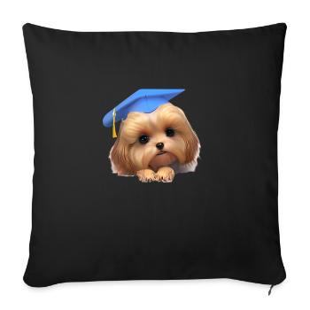 Bachelor Dogs Graduation Terrier Studies - Sofa pillowcase 17,3'' x 17,3'' (45 x 45 cm) - black - Front