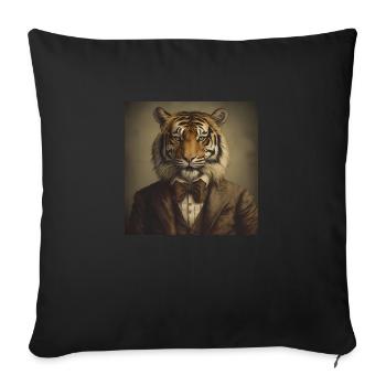 Tiger in a Suit - Victorian 1800s Style - Sofa pillowcase 17,3'' x 17,3'' (45 x 45 cm) - black - Front