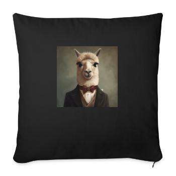Alpaca in a Suit - Victorian 1800s Style - Sofa pillowcase 17,3'' x 17,3'' (45 x 45 cm) - black - Front