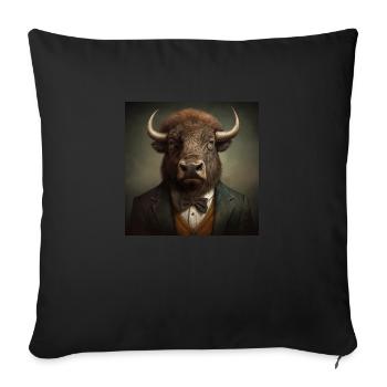 Buffalo in a Suit - Victorian 1800s Style - Sofa pillowcase 17,3'' x 17,3'' (45 x 45 cm) - black - Front
