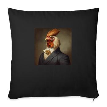 Chicken in a Suit - Victorian 1800s Style - Sofa pillowcase 17,3'' x 17,3'' (45 x 45 cm) - black - Front