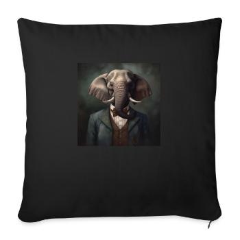 Elephant in a Suit - Victorian 1800s Style - Sofa pillowcase 17,3'' x 17,3'' (45 x 45 cm) - black - Front