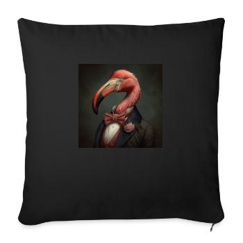 Flamingo in a Suit - Victorian 1800s Style - Sofa pillowcase 17,3'' x 17,3'' (45 x 45 cm) - black - Front