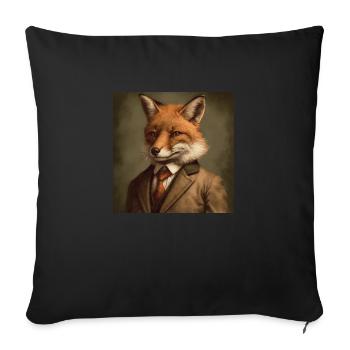 Fox in a Suit - Victorian 1800s Style - Sofa pillowcase 17,3'' x 17,3'' (45 x 45 cm) - black - Front