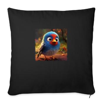 Little cute bird - Sofa pillowcase 17,3'' x 17,3'' (45 x 45 cm) - black - Front