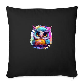 Cute Vigilant Owl | Night owl owl - Sofa pillowcase 17,3'' x 17,3'' (45 x 45 cm) - black - Front