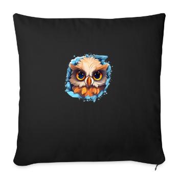 Cute Vigilant Owl | Night owl owl - Sofa pillowcase 17,3'' x 17,3'' (45 x 45 cm) - black - Front
