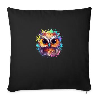 Cute Vigilant Owl | Night owl owl - Sofa pillowcase 17,3'' x 17,3'' (45 x 45 cm) - black - Front