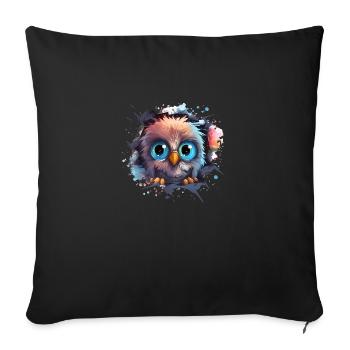 Cute Vigilant Owl | Night owl owl - Sofa pillowcase 17,3'' x 17,3'' (45 x 45 cm) - black - Front