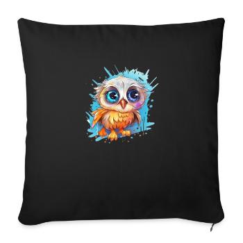 Cute Vigilant Owl | Night owl owl - Sofa pillowcase 17,3'' x 17,3'' (45 x 45 cm) - black - Front