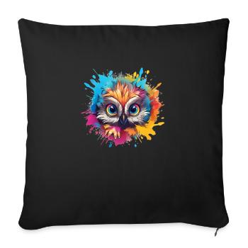 Cute Vigilant Owl | Night owl owl - Sofa pillowcase 17,3'' x 17,3'' (45 x 45 cm) - black - Front
