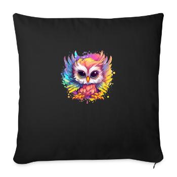 Cute Vigilant Owl | Night owl owl - Sofa pillowcase 17,3'' x 17,3'' (45 x 45 cm) - black - Front