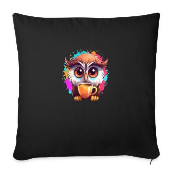 Cute Vigilant Owl | Night owl owl - Sofa pillowcase 17,3'' x 17,3'' (45 x 45 cm) - black - Front