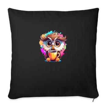 Cute Vigilant Owl | Night owl owl - Sofa pillowcase 17,3'' x 17,3'' (45 x 45 cm) - black - Front