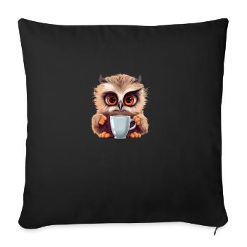 Cute Vigilant Owl | Night owl owl - Sofa pillowcase 17,3'' x 17,3'' (45 x 45 cm) - black - Front