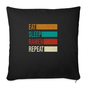 Manger des ramen de sommeil répéter - Housse de coussin décorative 45 x 45 cm - noir - Devant