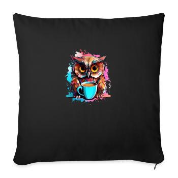 Cute Vigilant Owl | Night owl owl - Sofa pillowcase 17,3'' x 17,3'' (45 x 45 cm) - black - Front