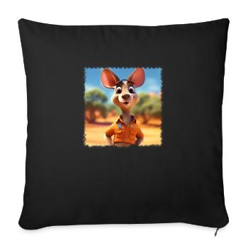 Kangourou mignon - Housse de coussin décorative 45 x 45 cm - noir - Devant