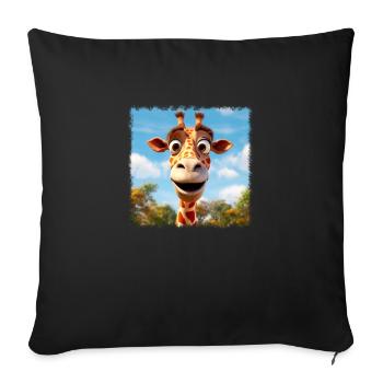 Girafe mignonne - Housse de coussin décorative 45 x 45 cm - noir - Devant