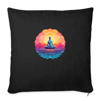 Yoga Méditation Femmes Lotus Flower Design - Housse de coussin décorative 45 x 45 cm - noir - Devant