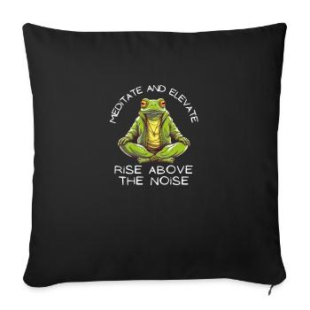 Yoga Meditation Frog: Méditez et élevez le thé - Housse de coussin décorative 45 x 45 cm - noir - Devant