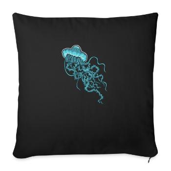 Méduses bleues - Housse de coussin décorative 45 x 45 cm - noir - Devant