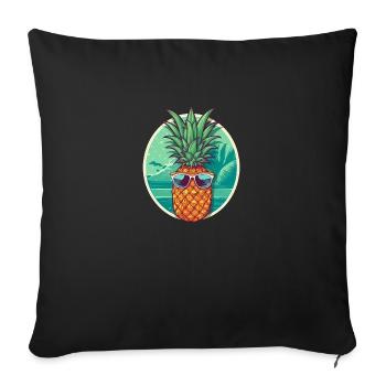 Pineapple Beach - T-shirt amusant des vacances d’été - Housse de coussin décorative 45 x 45 cm - noir - Devant