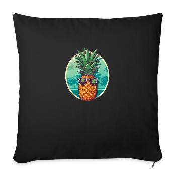 Pineapple Beach - T-shirt amusant des vacances d’été - Housse de coussin décorative 45 x 45 cm - noir - Devant