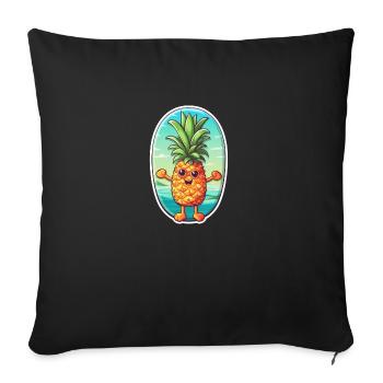 Pineapple Beach - T-shirt amusant des vacances d’été - Housse de coussin décorative 45 x 45 cm - noir - Devant
