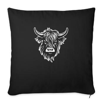 Vache écossaise des Highlands - Housse de coussin décorative 45 x 45 cm - noir - Devant