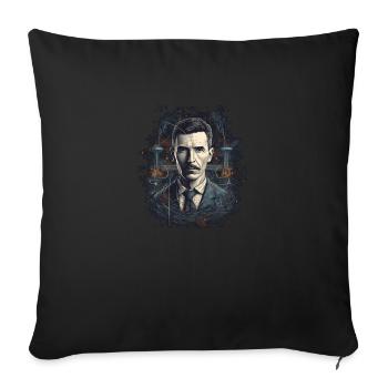 Electrifying genius: Nikola Tesla - Sofa pillowcase 17,3'' x 17,3'' (45 x 45 cm) - black - Front