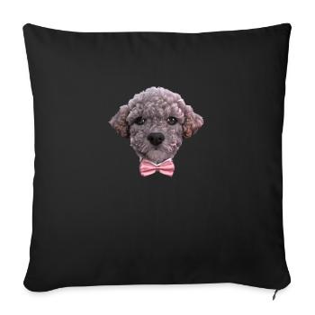 chiot caniche chien propriétaire caniche chiot chien amour - Housse de coussin décorative 45 x 45 cm - noir - Devant