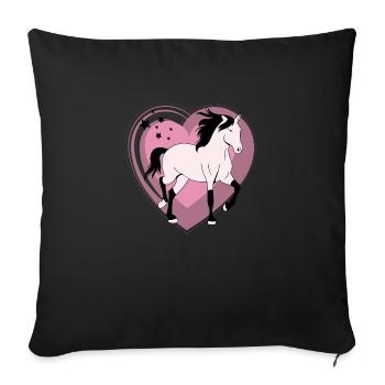 Pferd Pony mit Herz rosa - Sofakissenbezug 45 x 45 cm - Schwarz - Vorne