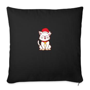 Chapeau de Père Noël White Cat Joyeux poison de Noël - Housse de coussin décorative 45 x 45 cm - noir - Devant