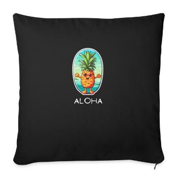 Aloha Pineapple Beach Holiday Hawaii Chemise - Housse de coussin décorative 45 x 45 cm - noir - Devant