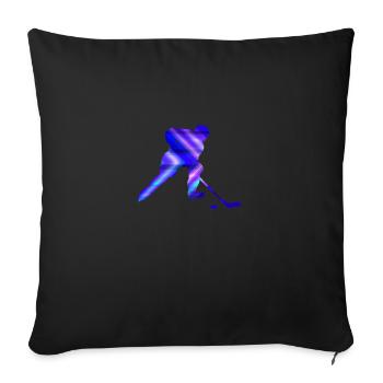 Cadeau de rondelle double exposition pour joueur de hockey - Housse de coussin décorative 45 x 45 cm - noir - Devant