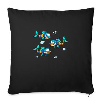 Funny Fish With Different Expressions - Sofa pillowcase 17,3'' x 17,3'' (45 x 45 cm) - black - Front