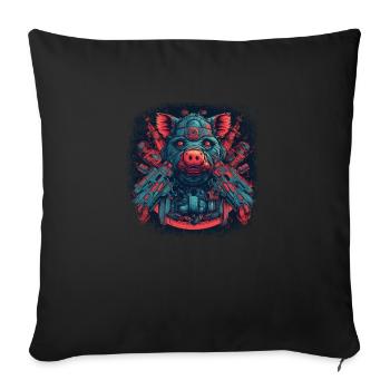 Amoureux des animaux Porc Cochons d’Inde Joke Cadeau - Housse de coussin décorative 45 x 45 cm - noir - Devant