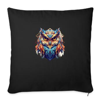 Colorful geometric owl - Sofa pillowcase 17,3'' x 17,3'' (45 x 45 cm) - black - Front