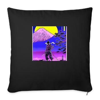 Samurai Mount Fuji Anime Retro Japan - Sofa pillowcase 17,3'' x 17,3'' (45 x 45 cm) - black - Front