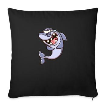 Drôle de requin - Housse de coussin décorative 45 x 45 cm - noir - Devant
