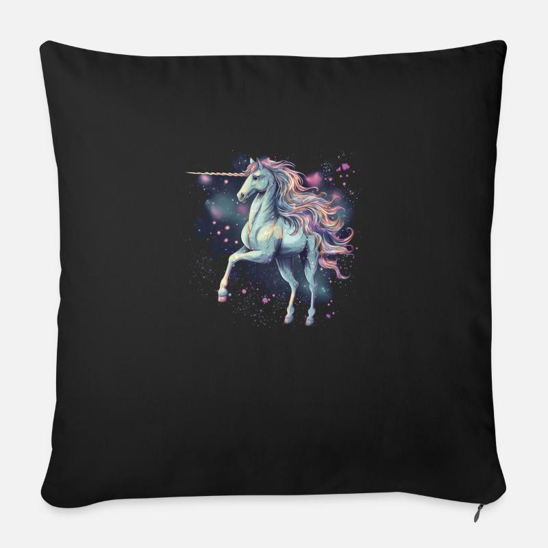 Licorne - Housse de coussin décorative 45 x 45 cm - noir
