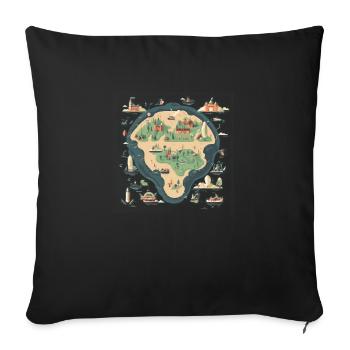 Map of an island - Sofa pillowcase 17,3'' x 17,3'' (45 x 45 cm) - black - Front