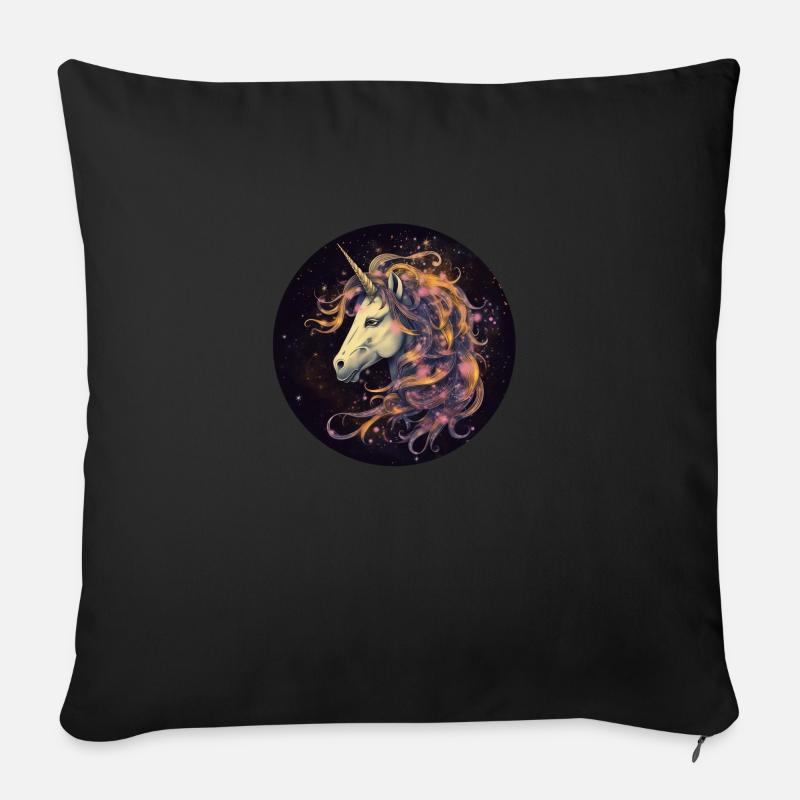 Tête d’Einhron - Housse de coussin décorative 45 x 45 cm - noir