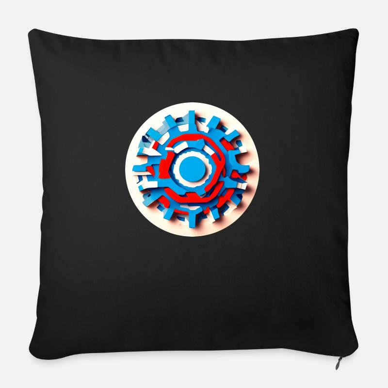 Abstract Psychedelic Gear Wheel - Sofa pillowcase 17,3'' x 17,3'' (45 x 45 cm) - black