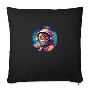 Cosmic Cat Explorer - Sofa pillowcase 17,3'' x 17,3'' (45 x 45 cm) - black - Front