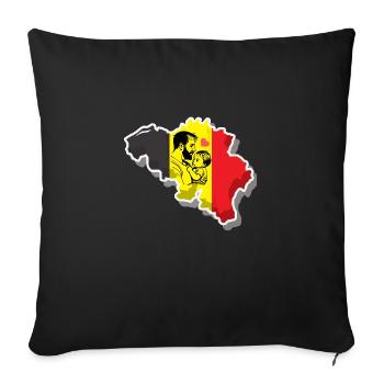 Carte du drapeau de la Belgique avec un dessin de - Housse de coussin décorative 45 x 45 cm - noir - Devant